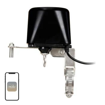 MOES WV-LZ-EU-BK-MS Smart Wi-Fi Water and Gas Valve Controller, Black