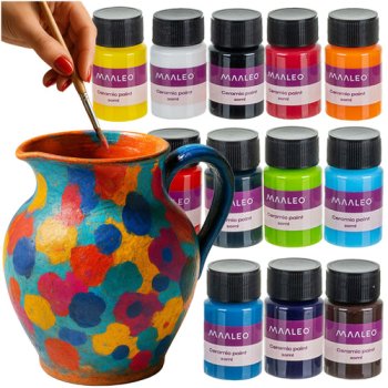 Maaleo Glass and Ceramic Paint Set, 12 x 20ml Colours 26296