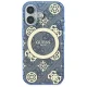 Guess iPhone 16 Case IML Peony On 4G Background MagSafe, Blue