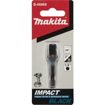 Makita B-66868 Bit Adapter 1/4" Hex to 3/8" Square, 50 mm, Black