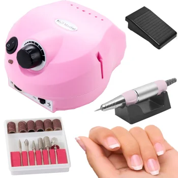 Professional Nail Drill for Manicure and Pedicure 65W with Bits, Pink