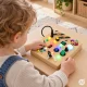 ECOTOYS Wooden Interactive Busy Board with LED Lights and Switches