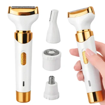 4-in-1 Women's Epilator and Electric Shaver USB Rechargeable, White Gold