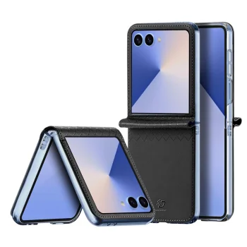 Samsung Galaxy Z Flip 7 (SM-F766B/DS) DUX DUCIS Bril Series Leather + PC Cover Case, Black