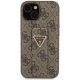 Guess iPhone 15 Case Grip Stand 4G Triangle Strass, Brown