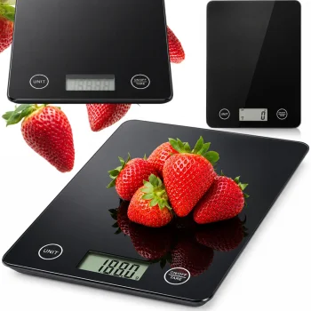 Electronic Kitchen Scale with LCD Display, Glass Surface, 5kg/1g