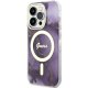Guess iPhone 14 Pro Case Golden Marble MagSafe, Purple