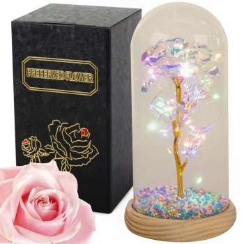 Eternal Rose in Glass Dome with LED Lighting