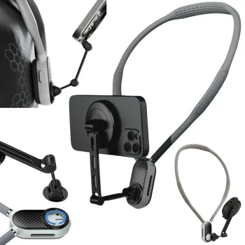 Magnetic Neck Phone Holder for Vlogging and Live Streaming, Black