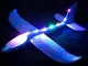 Large Styrofoam Glider Airplane with LED Lights, Blue, 47 cm