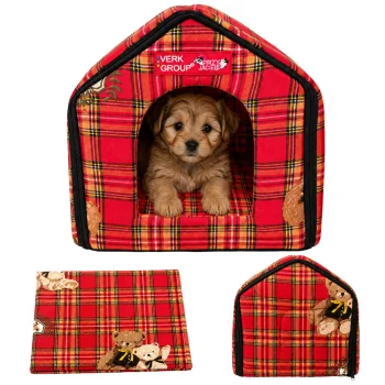 Foldable Pet House and Bed for Dogs and Cats, Red, L