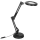 LED Desk Lamp with Magnifying Glass, Adjustable Arm and USB Power, Black