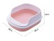 Open Cat Litter Box with Rim and Scoop, Pink