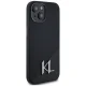 Karl Lagerfeld Silicone Shadow Metal Initial MagSafe Case for iPhone 15, Black