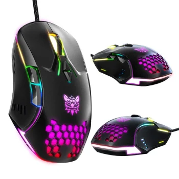 Onikuma CW902 Wired Gaming Mouse with RGB Backlighting, Black
