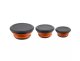 Folding Silicone Bowls with Lids, 3 Pieces, Grey-Orange