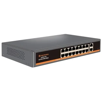 PoE Switch 16x 100Mbps PoE + 2x Gigabit Uplink, 250W
