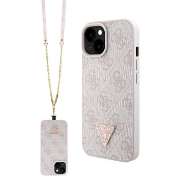 Guess Crossbody 4G Metal Logo Case for iPhone 15 Plus, Pink