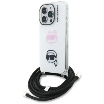 Karl Lagerfeld IML Crossbody Karl&Choupette Case for iPhone 16 Pro Max - White