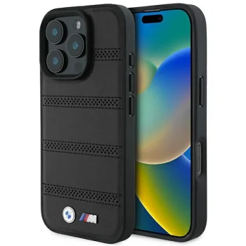BMW iPhone 16 Pro Case M Perforated And Stitched Line MagSafe, Black
