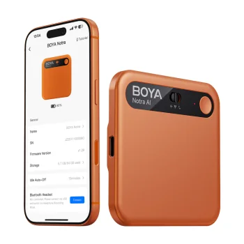 BOYA Notra Voice Recorder with AI Transcription, 64GB, Orange
