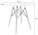 Round Dining Table 80cm Modern Kitchen Table with Beech Wood Legs, Black