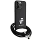 Karl Lagerfeld iPhone 15 Pro Max Case Crossbody Saffiano Metal Pin, Black