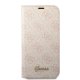 Apple iPhone 14 Plus 6.7\" Guess 4G Vintage Gold Logo Book Case Cover (GUBKP14MHG4SHP), Pink