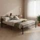 Metal Bed with Slatted Base ModernHome 166x210 cm, Black