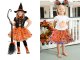 Girls\' Halloween costume with tutu skirt and glitter pumpkin headband, orange
