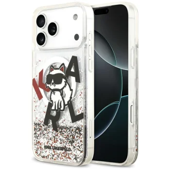 Karl Lagerfeld Liquid Glitter Choupette Logo MagSafe Phone Case Cover iPhone 17 Pro Max - Clear