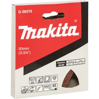 Makita Delta Sanding Sheets for Wood and Metal K40, 93 mm, 10 Pcs