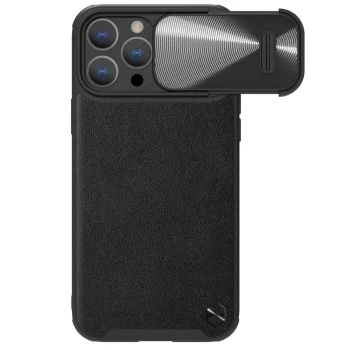 Nillkin CamShield Leather S Case for iPhone 14 Pro Max with Camera Cover, Black