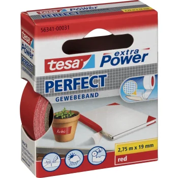 Tesa Fabric Tape extra Power Perfect 2.75m x 19mm, Red 56341