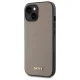 DKNY Grained Metal Logo MagSafe Case for iPhone 15 - Beige