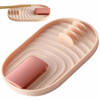 Spatula Spoon Rest Kitchen Utensils Drainer, Pink