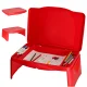 Portable Folding Car Tray for Kids with Storage Compartment, Red