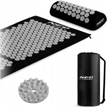 NEO Sport NS-901 Acupressure Acupuncture Massage Mat Set with Pillow, 127x48cm, Black/Gray