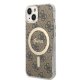 Apple iPhone 14 Plus 6.7\" Guess 4G Print MagSafe Case Cover (GUBPP14MH4EACSW) + Charger, Brown