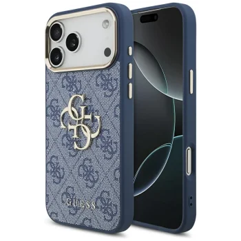 Guess 4G Big 4G Classic Logo Phone Case Cover iPhone 17 Pro Max - Blue and Gold