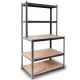 Humberg HR-855 Metal Shelving Unit / Workbench, 180x100x60 cm, Black