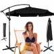 LUARO Garden Parasol with Side Pole, Folding, 290 cm, Black