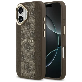 Guess 4G PU Stripe MagSafe Case for iPhone 17, Brown
