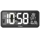 GreenBlue GB214 Large LED Wall Clock with Thermometer, Black