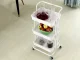 Mobile Storage Cart on Wheels, 3 Tiers, White