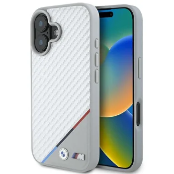 BMW iPhone 16 Case M Carbon Tricolor Line MagSafe, Gray