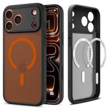 Spigen Ultra Hybrid MagSafe Phone Case Cover iPhone 17 Pro Max - Black and Orange
