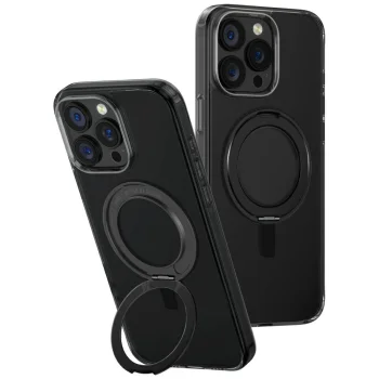 Uniq Swivix 360 Rotating Kickstand Case for iPhone 16 Pro Max, Black