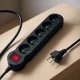 Maclean MCE183 5-Way Power Strip with Switch, 1.4m, 2300W, Black