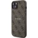 Apple iPhone 15 Plus 6.7\'\' Guess 4G Collection Leather Metal Logo MagSafe Case Cover, Brown